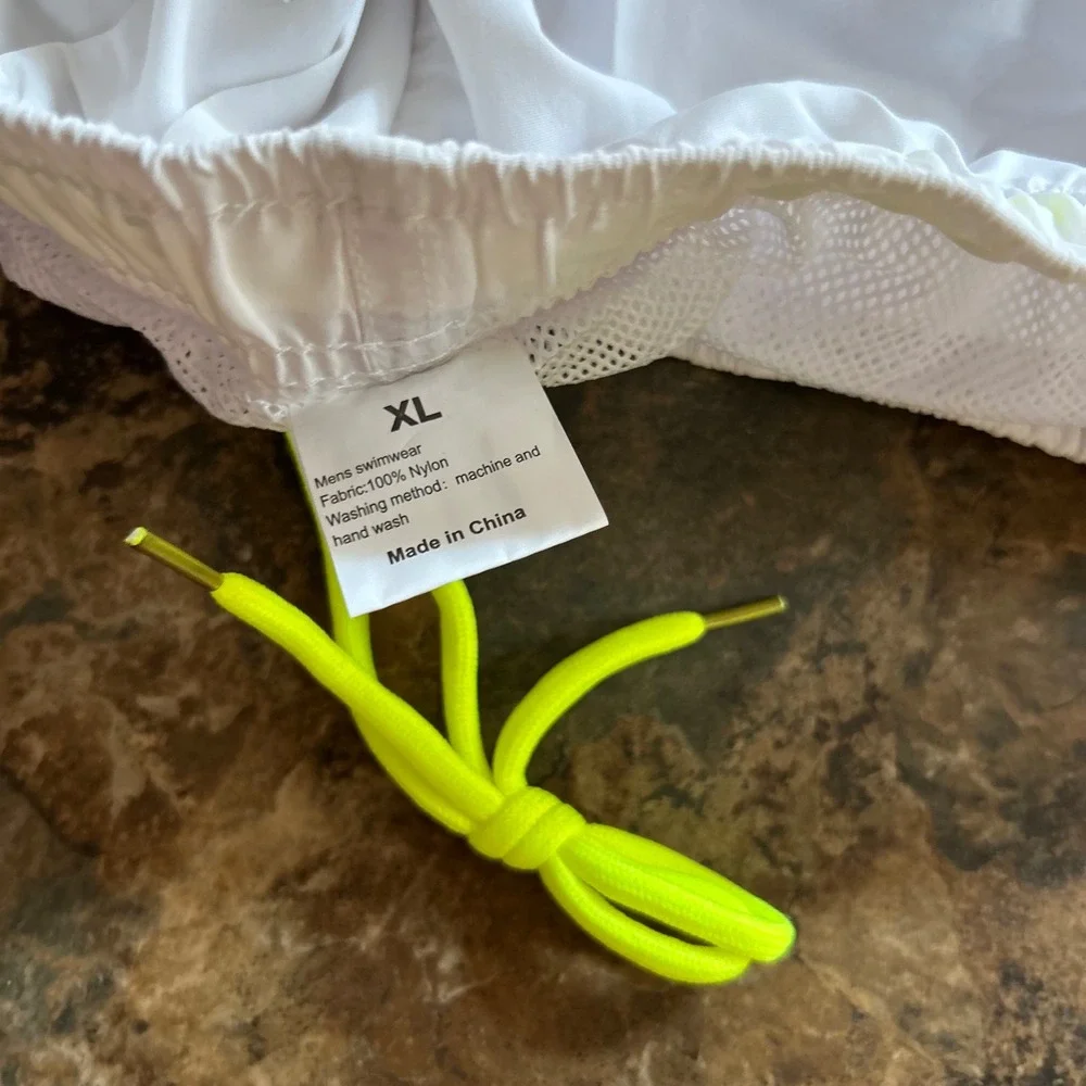 Swim Trunks Mens Size XL White Swimsuit Swimwear Shorts
